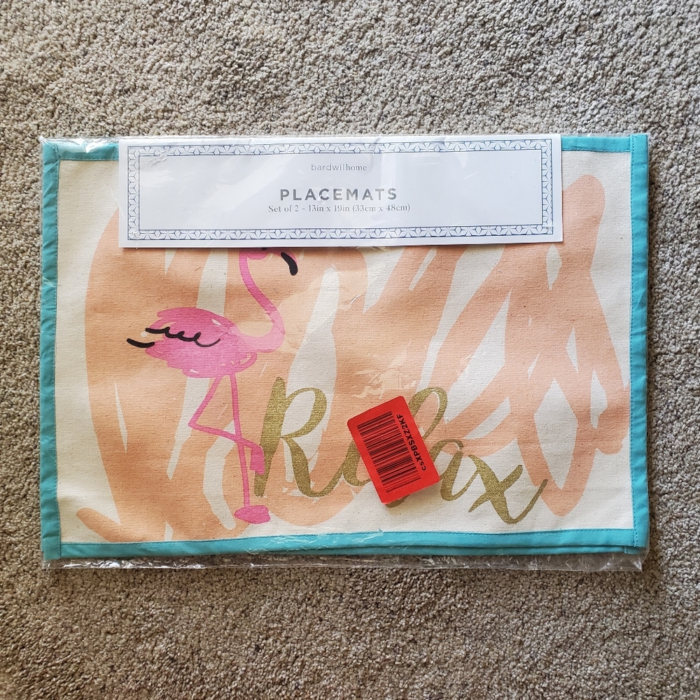 NWT Bardwill Home Summer Relax Flamingo Tropical Placemats 2pcs
